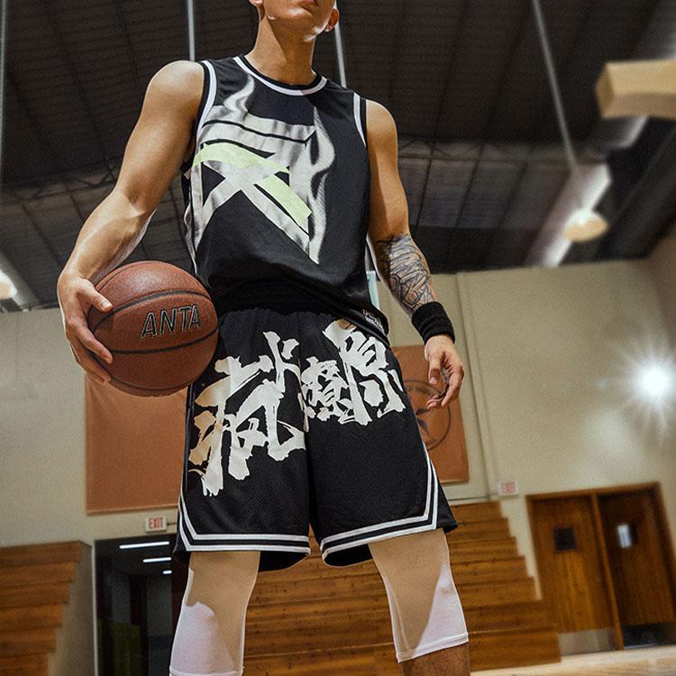 Anta Crazy Fire Printed Loose Basketball Shorts Men Shorts Black 152131214-1