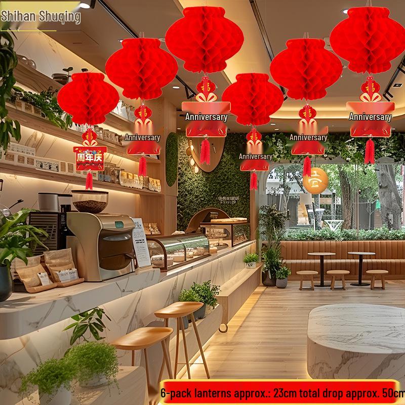 Grand Opening & Anniversary Celebration Red Lanterns - Ceiling Decorations for Shops, Malls, Supermarkets