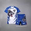 Mens UFC-Style MMA Training Set 3D Printed Short Sleeve T-Shirt Shorts Sportswear Casual Gym Wear