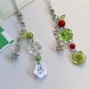 Fashionable Four Leaf Grass Keychain Button Inspired Beaded Charm Hanging Pendant Korean Style Decoration