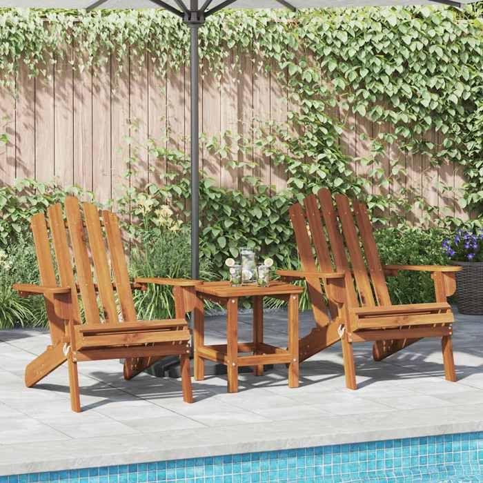 3145014 vidaXL Chaises Adirondack de jardin 2 pcs Bois massif d'acacia