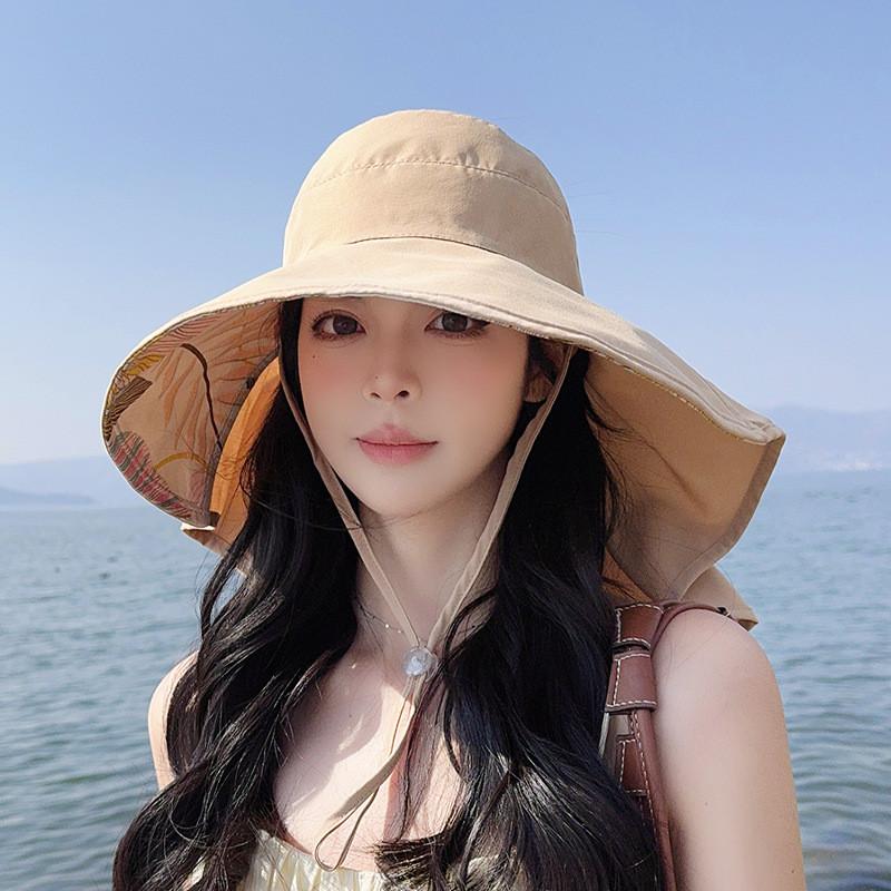 

Polyester Summer Sun Hat With Large Brim And Neck Guard For Outdoor Use