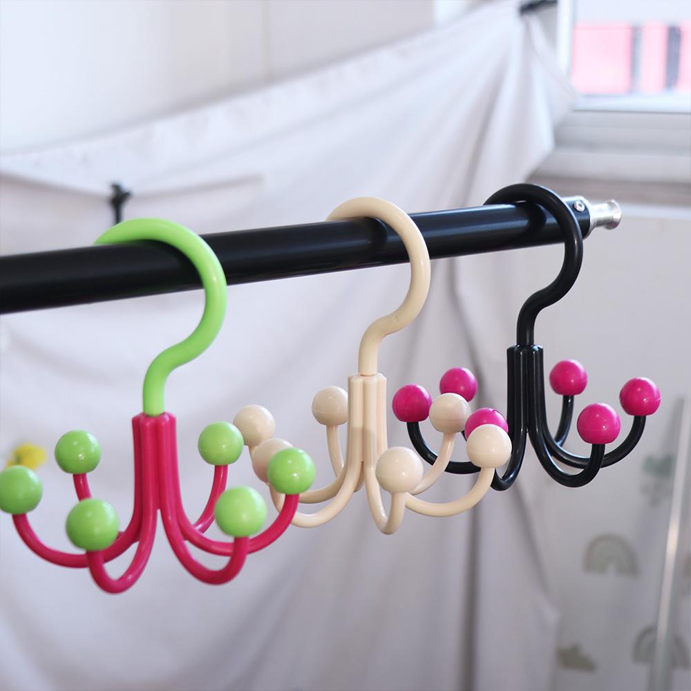 6pcs Six Claws Rotating Hook Portable Multi-Functional Hooks Sturdy Hat Tie Bag Hook  Home Storage