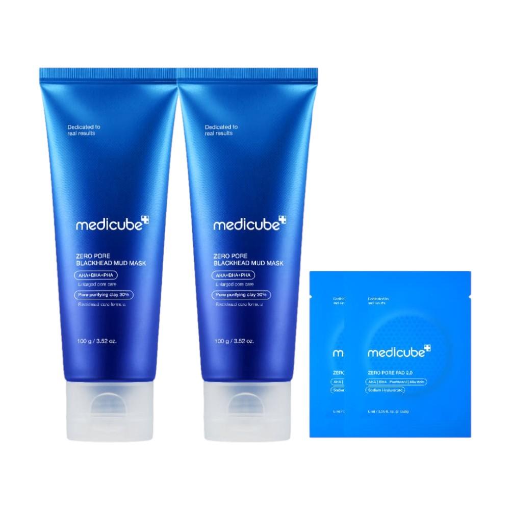 Medicube Zero Pore Blackhead Mud Mask, Deep Pore Cleansing & Sebum Control, 100ml (2-Pack + 4 Bonus Pads)