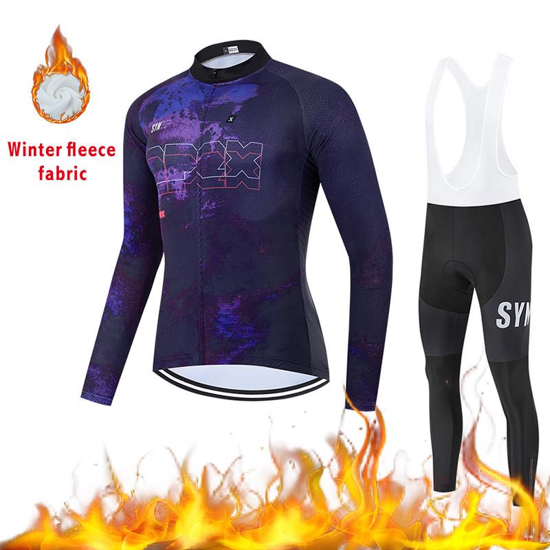 2026 SYN Men s Cycling Suit Long Set Fleece Warm Road Bike Cycling Jacket Winter Cycling Jersey Cycling Bib Cushion S