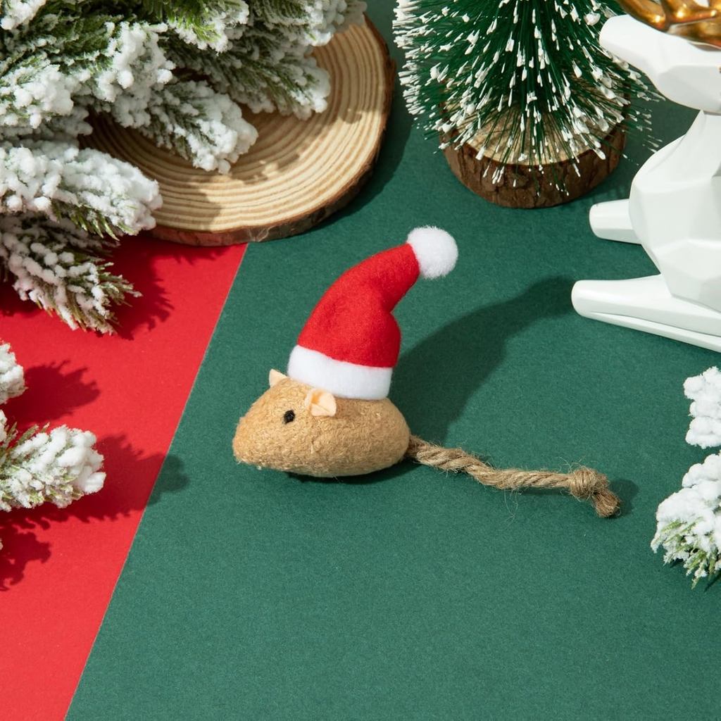 Christmas Style Plush Mouse Grinding Toy, Pet Self Fun Toy, Wear-resistant, Bite Resistant, Easy To Clean, Training Interactive Toy