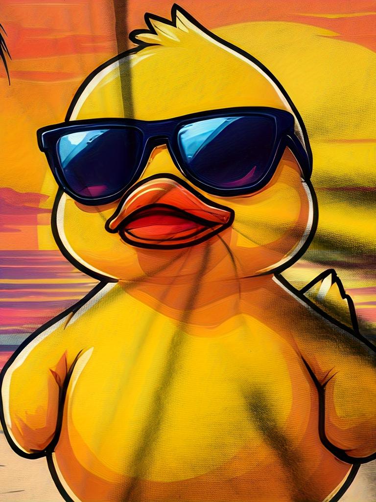 (Selection) Summer Fashion Men's Short Sleeve-Shirt, Beach Vacation Duck Pattern 3D Print Men's Crew Neck-Shirt, PLUS SIZE