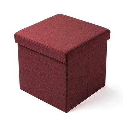 Sanwa Direct Aufbewahrungshocker, 38 cm hoch, Stilvoller Hocker/Ottomane, Faltbar, Rot, 150-SNCBOX6R