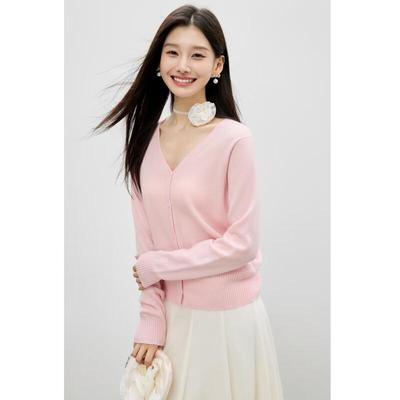 Autumn Water Beauty 100% Merino Wool V-Neck Cardigan