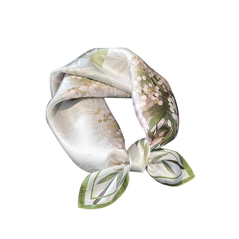 100% Pure Silk Square Scarf Women Lightweight Floral Print Neck Accessory