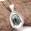 Seraphinite Gemstone Mother's Day Ethnic Handmade Silver Jewelry Pendant  2"