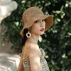 New Female Straw Hat Bowknot Crochet Summer Basin Hat Foldable Beach Sun Hat Wide Brim Kids Princess Foldable Beach Hats