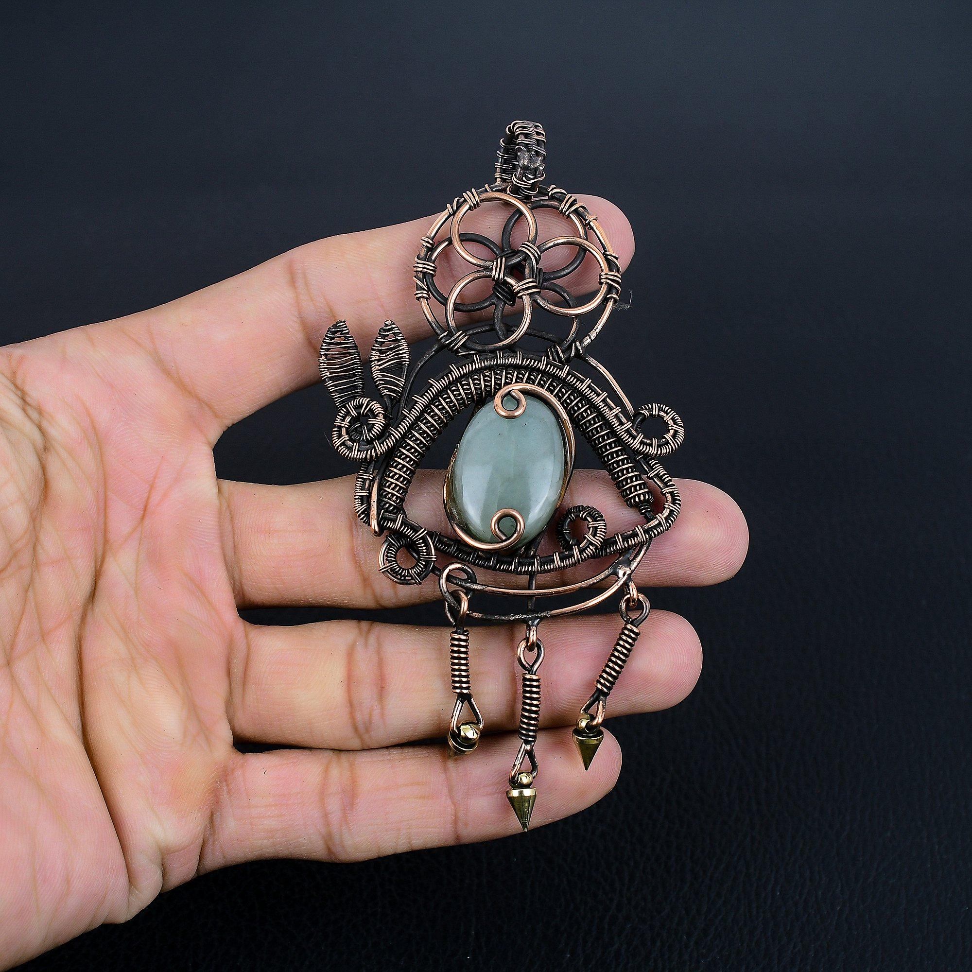 

Подвеска Аквамарин 999 Медная проволока, Ручная работа Подвеска с драгоценным камнем, Подарки для жены Совершенно новая подвеска 2.55 Inches