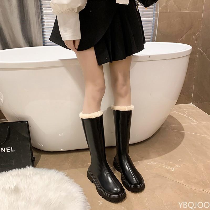 Fashion Thickened long tube boots for women in autumn winter fashionable comfortable warm zippered long tube boots for women