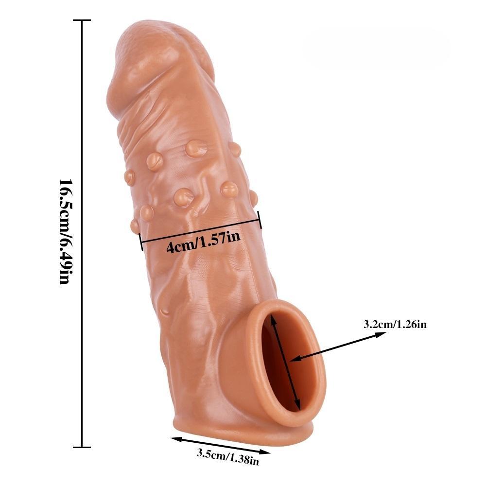 Realistischer Penis-Hüllen-Extender Wiederverwendbare Silikon-Kondome Sexspielzeug Dildo-Hülle