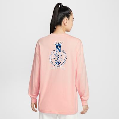 Nike T Shirts Women s Pink Crew Neck Moderate Straight Fit S