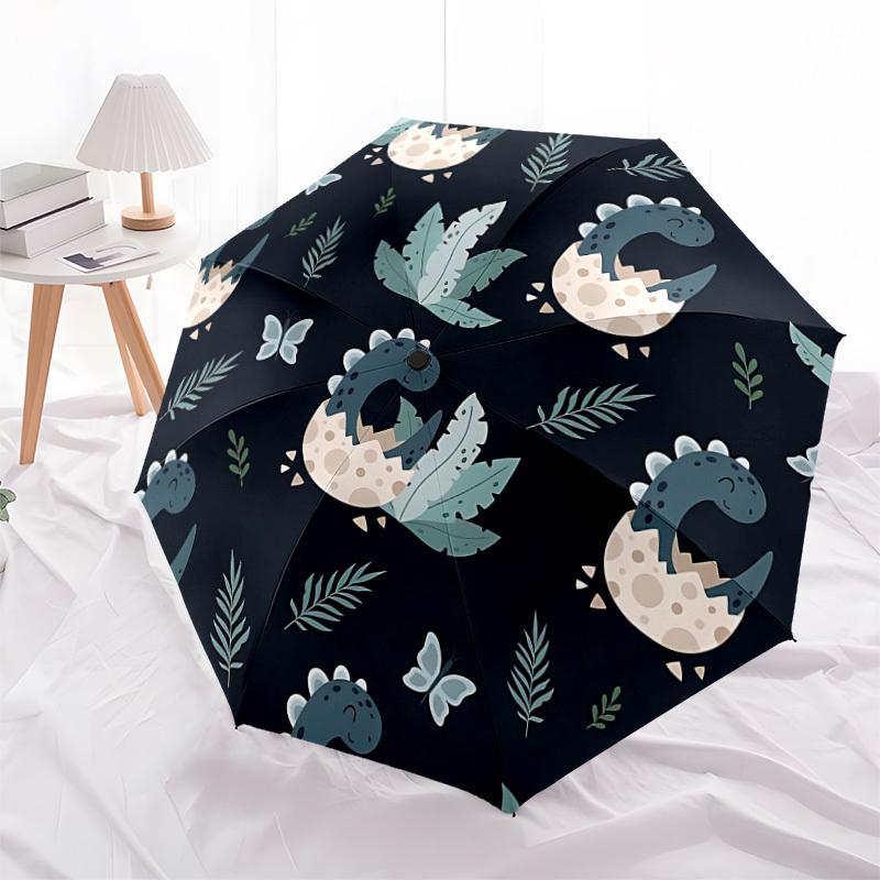 1PC Dino Eggs Automatic Folding Umbrella - Compact 8-Rib Design, Durable Plastic & Iron, Lightweight for Outdoor Daily Use, Festive Gift033