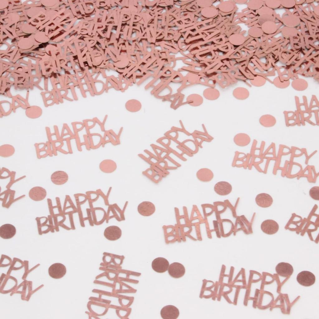 Rose Gold Birthday Confetti - 270 PCS Glitter Happy Birthday Decorations for Table