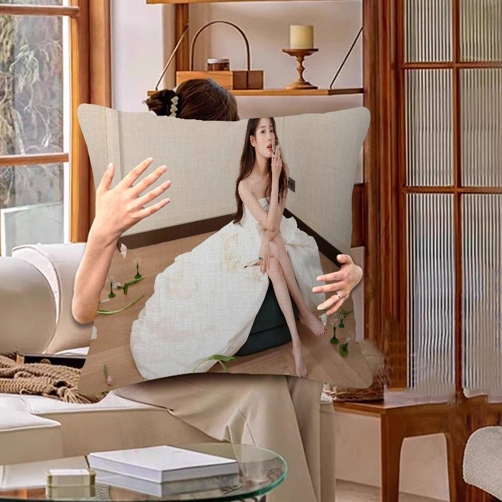 Korean Singer L-Lee J-Ji E-Eun I-IU Cushion Cover Pillowcase Upholstery Sofa Throw Pillow Home Decor Pillowcas 30cmx30cm