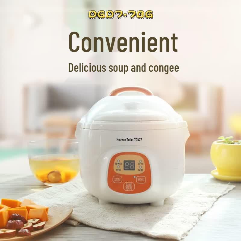 Tianji 0.7L White Ceramic Electric Stew Pot CN plug (adapter included)
