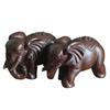 1/2 PCS Carved Home Decor Fairy Garden Miniature Craft Animal Figurines Elephant Statue Natural Wood