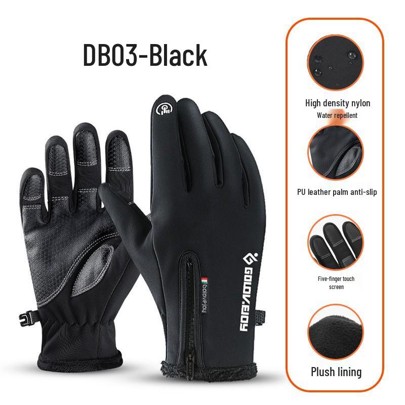 Touchscreen Non-Slip Full Finger Cycling Gloves for Men & Women - Warm, Velvet-Lined for Autumn/Winter, Ideal for Road & Mountain Biking