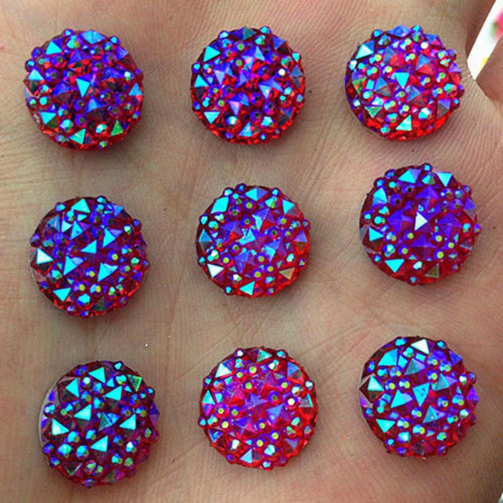 Gör-det-själv 40 st 12 mm rund AB Resin Flatback Rhinestones för telefonbröllopshantverk