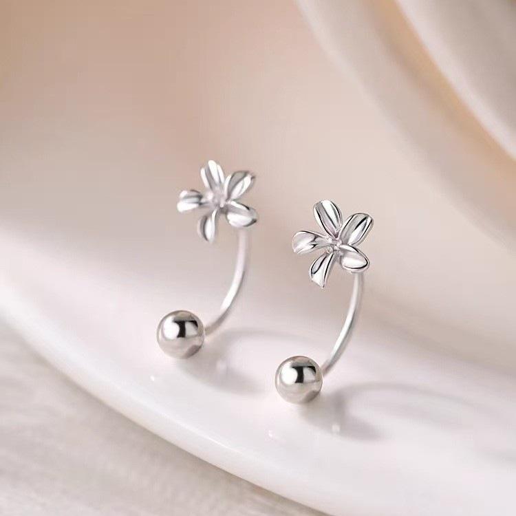 925 Sterling Silver Needle Flower Stud Earrings: 2025 New Luxury Niche Design for Women