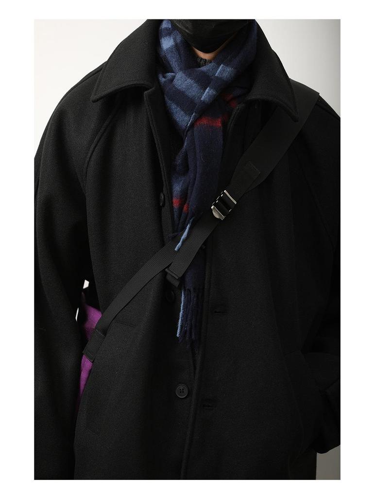 Unisex Japanese Woolen Jacket: Autumn/Winter Retro Loose Fit with Lapel, Oversized Casual Style.