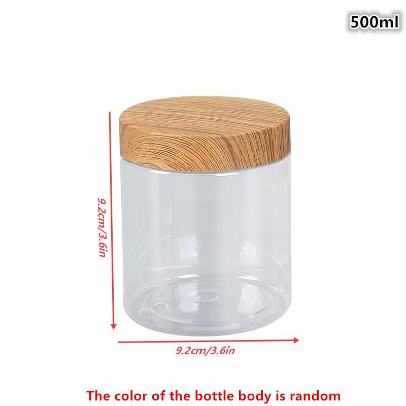 200ml 250ml 300ml 500ml Empty Random Color Pet Jars Containers With Imitation Wood Texture Lid Jar Home Plastic Seasoning Bottle