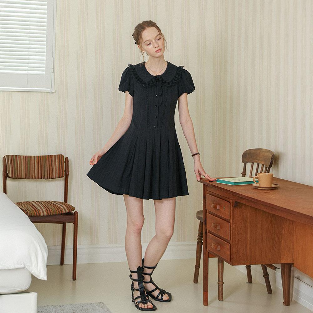 Deondeulob Dd_Frill Sailor Lace Collar Mini Dress_Black