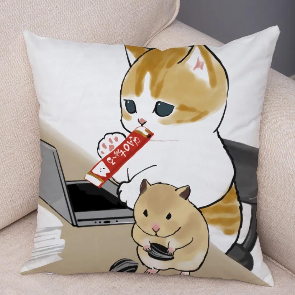 Office Cat Decorative Pillowcase Living Room Office Ornaments Home Pillowcase