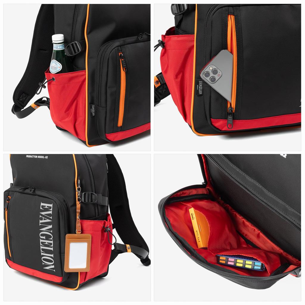 Sac à dos Collaboration Evangelion Moustache, Sac à dos de jour, Format A4, Capacité 30L, Polyester, MEV-4008 (rouge)