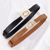 Buckle Top Layer Cowhide Thin Belt, Adjustable Length, Suit Women's Belt