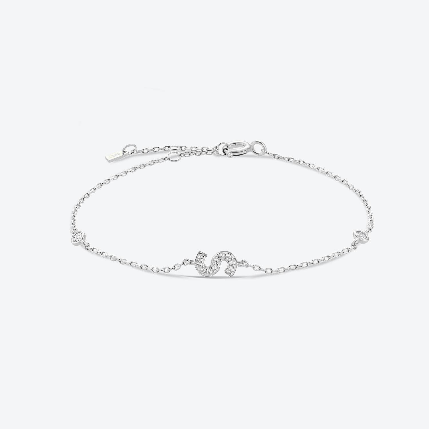 

ANDYWEN 925 Sterling Silver Monogram Letter Bracelet Crystal Luxury CZ Zircon Women Fine Jewelry M