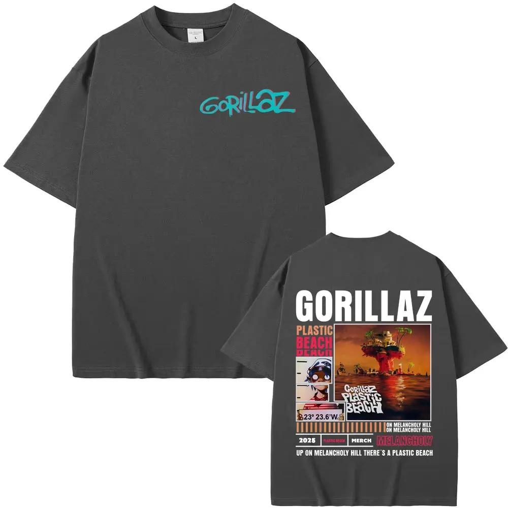 Rock Band Gorillaz Merch Graphic TShirt Unisex Vintage Trendy High Street 100 Cotton Oversized Cartoon Women And Men Tshirt