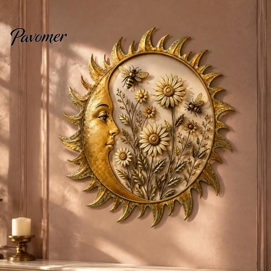 Home Interior Wall Ornament Sunshine Garden Decoration, Dragonfly/Bee/Butterfly/Bird Decor, Acrylic Sun Rustic Decorations Hanging for Indoor Outdoor