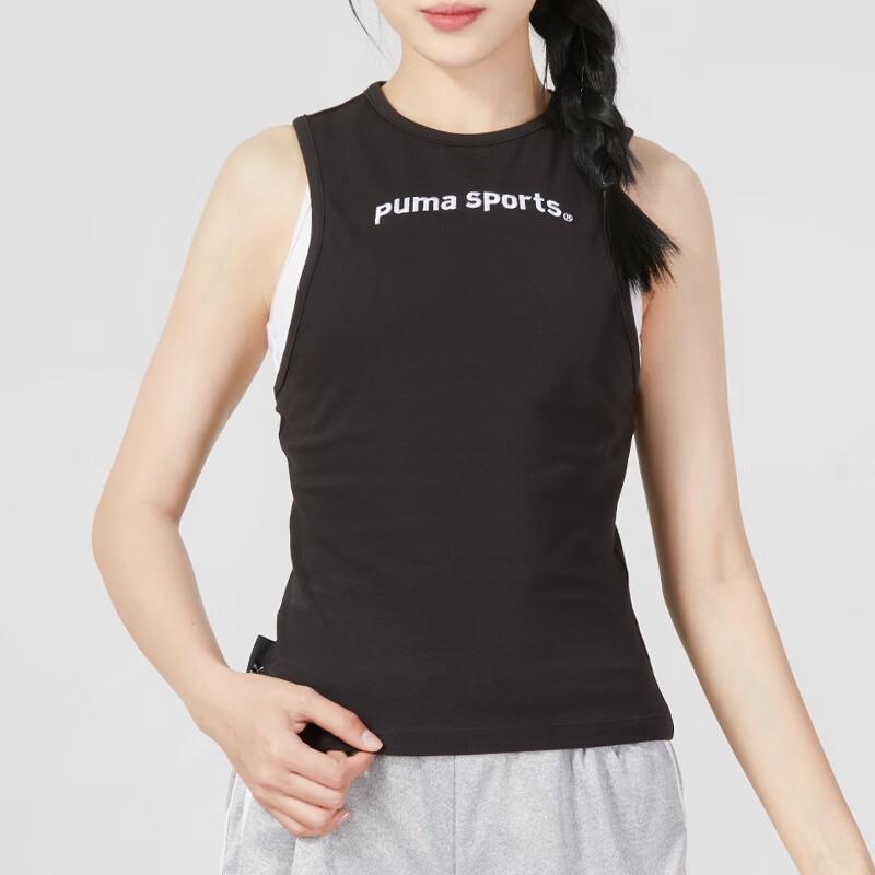 Puma Letter Print Slim Fit Sports Sleeveless Tank Top Women Tops Black 622575-01