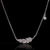 Delicate Female Clavicle Chain 925 Sterling copper Feather Leaf Micro Pave Dazzling AAA Zircon Pendant Necklace for Women