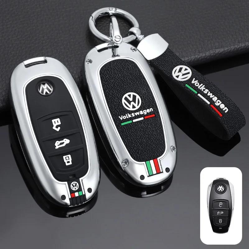 For VW Zinc Alloy Car Smart Key Case Cover Protection Shell For VW Volkswagen Touareg 2017 2018 2019 2020 2021 Auto Keyless Ac