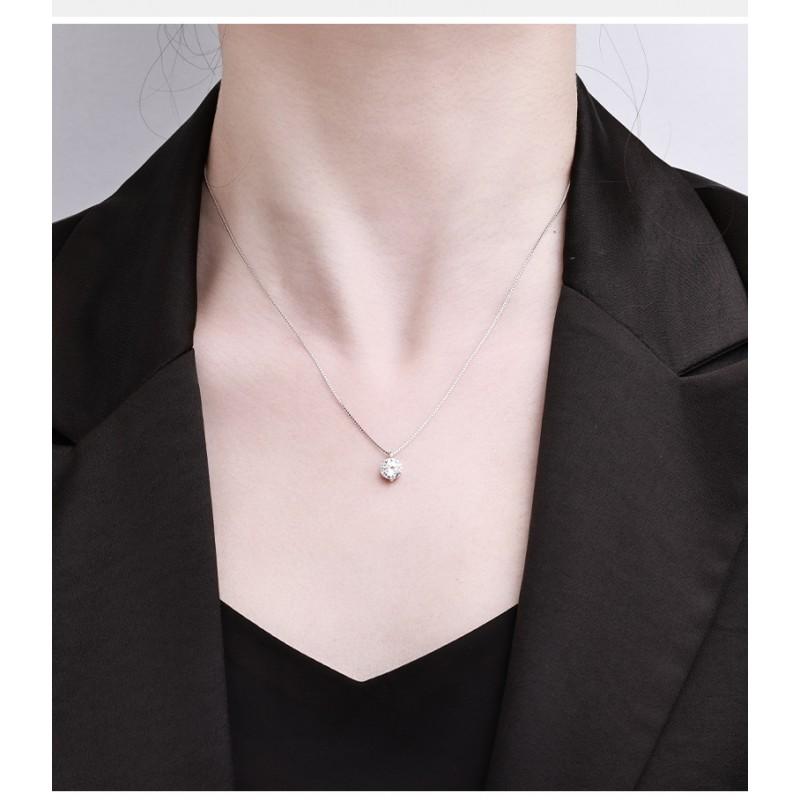 Platinum Plated Moissanite Necklace Minimalist Elegant Jewelry Women