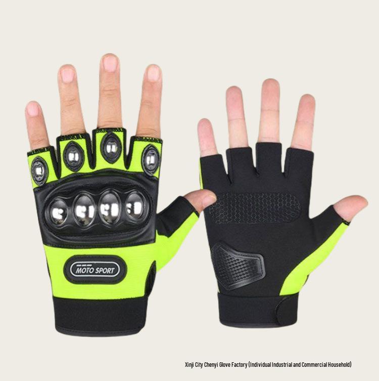 Men's Motorcycle Half-Finger Anti-Fall Gloves - Wear-Resistant Microfiber for Boxing, Fitness, and Off-Road Riding