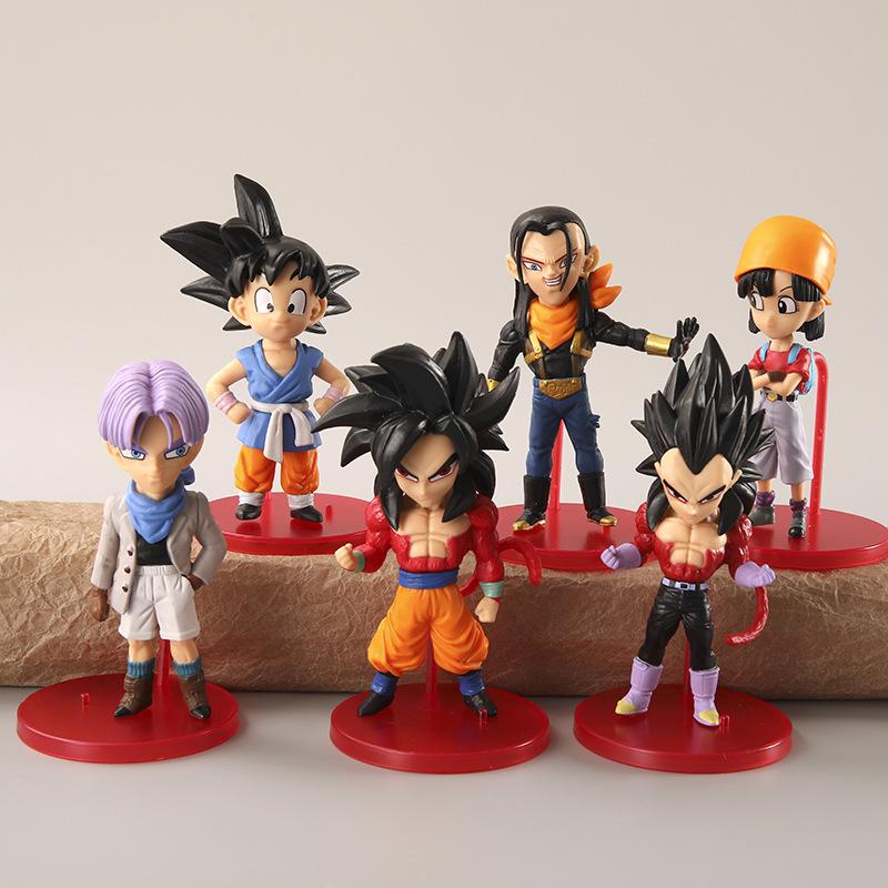 Dragon Ball Anime 6Pcs Cartoon Model Goku Vegeta Trunks Toys Doll Desktop Decoration Collection Children Gift