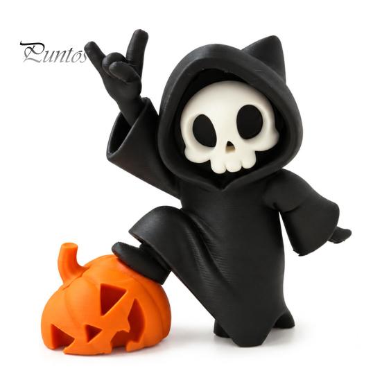 Integrated Molding Skeleton Decor Little Pumpkin Skull Ornament, 3D Printed Halloween Decor, Cute Desktop Miniature for Home Figurine Table Decoration