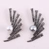 Black Enamel Brooches Women Men Metal Pearl Plants Leaves Party Brooch Girls' Bag Hat Accessories Jewelry Decoration