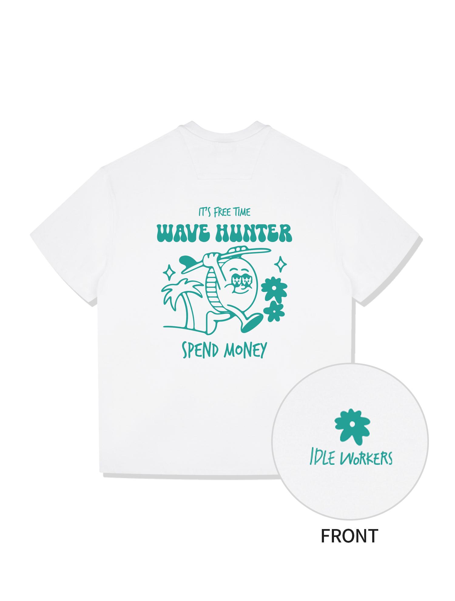 Idle Workers Wave Graphic Cotton Oversized Short Sleeve_White L