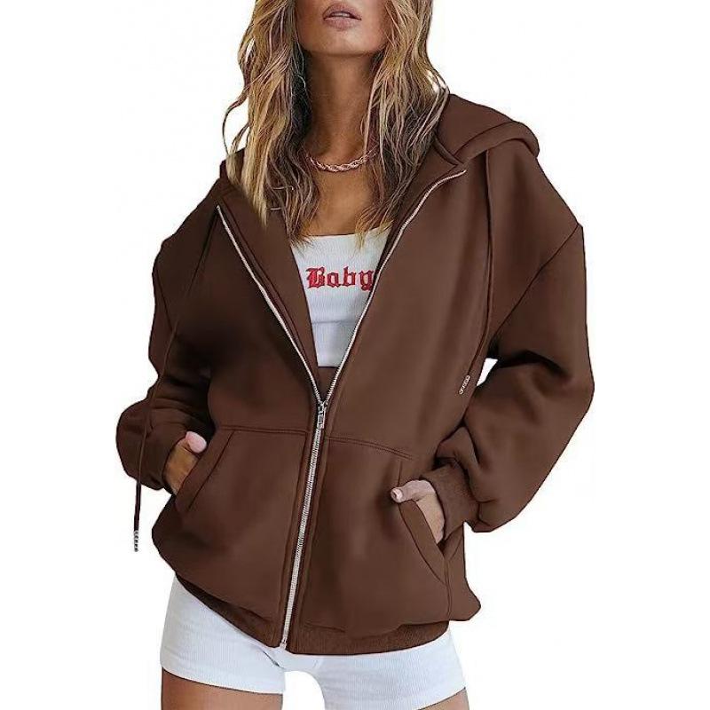 Felpa con zip metallica unisex transfrontaliera - Colore tinta unita, Giacca Autunno/Inverno