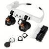 2-piece Head Mounted Magnifying Glass, Interchangeable Cooling and Heating Light, Detachable Lens, Used for Close Range Work