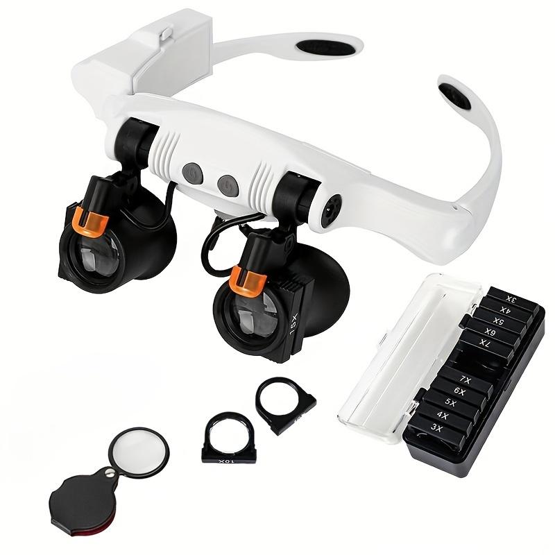 2-piece Head Mounted Magnifying Glass, Interchangeable Cooling and Heating Light, Detachable Lens, Used for Close Range Work
