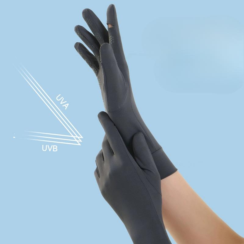 Sunscreen Gloves for Women Summer UV Proof Outdoor Cycling Tram Anti Slip Touch Screen Medium Length Thin Ice Silk Gloves